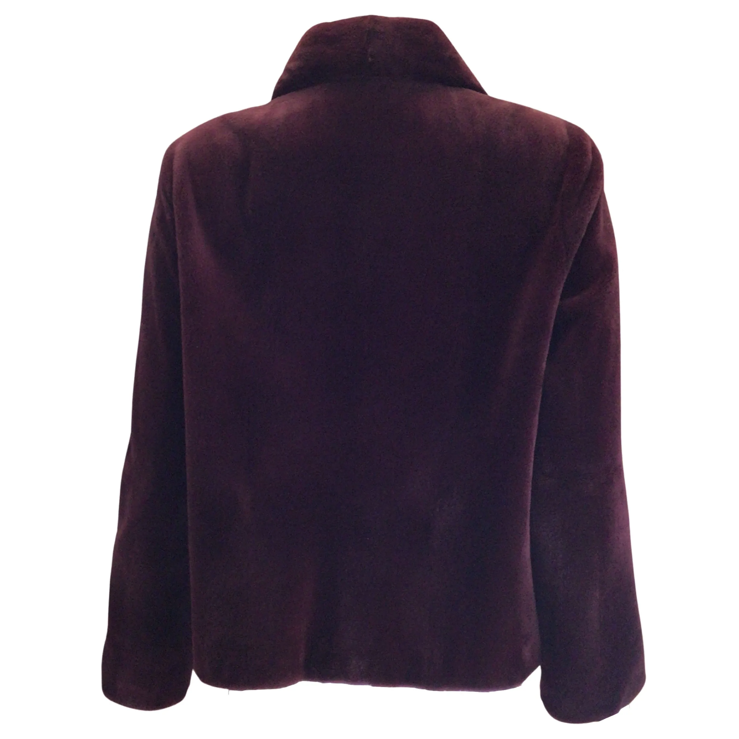 Maximilian Burgundy Sheared Mink Fur Jacket