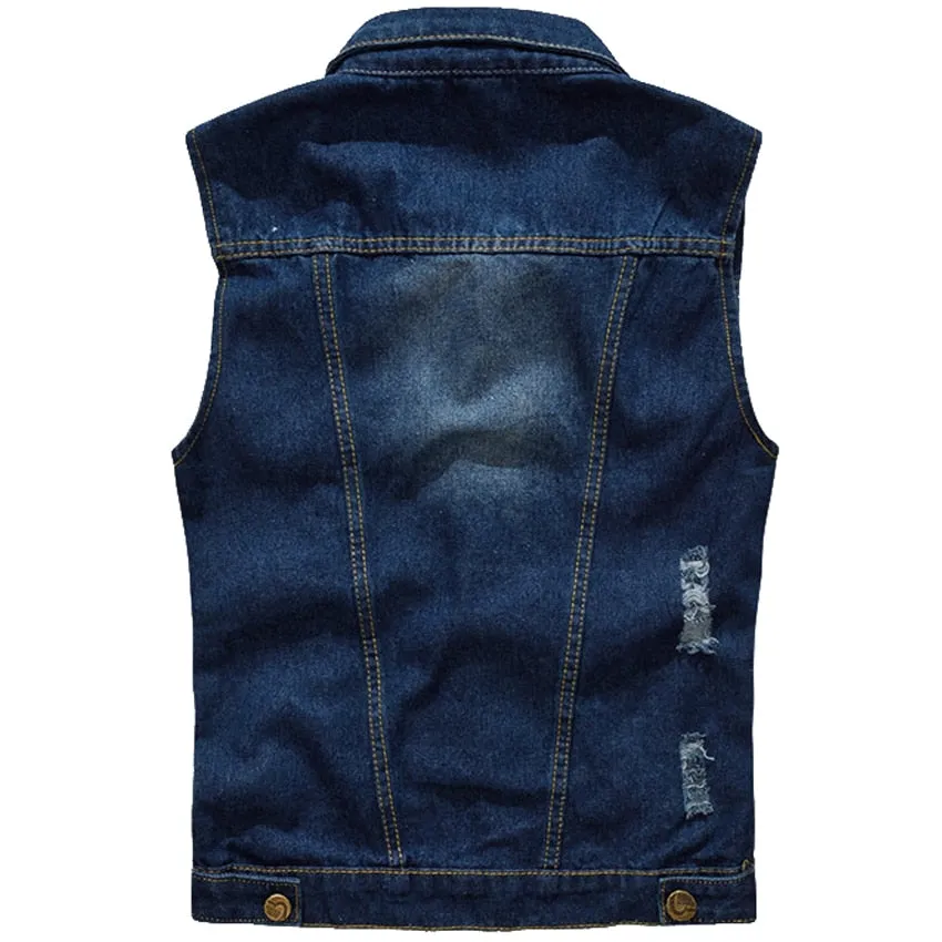 Men's Sleeveless Cowboy Style Denim Vest