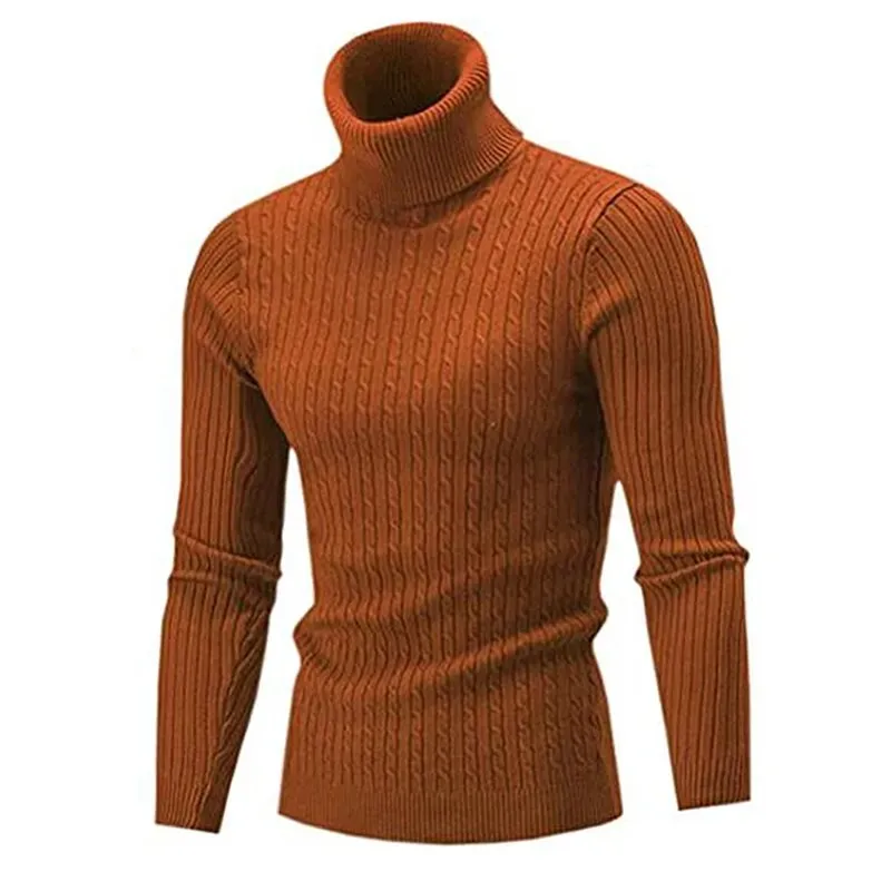 Men's Turtleneck Sweater Men's Knitting Pullovers Turtle Rollneck Knitted Sweater