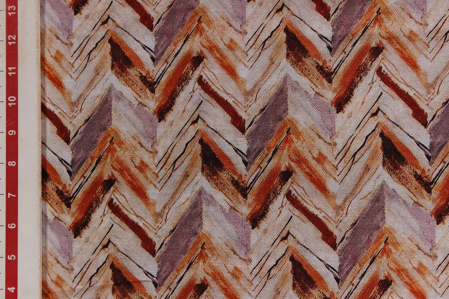 Metallic, Orange Chevron Digital Printed Fabric