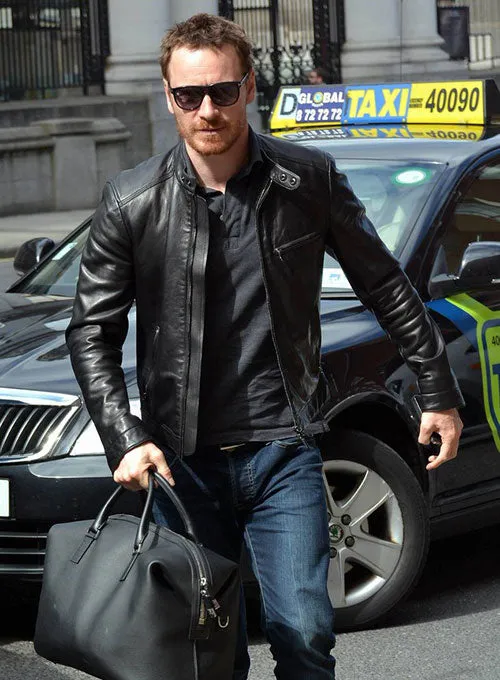 Michael Fassbender Black Leather Jacket