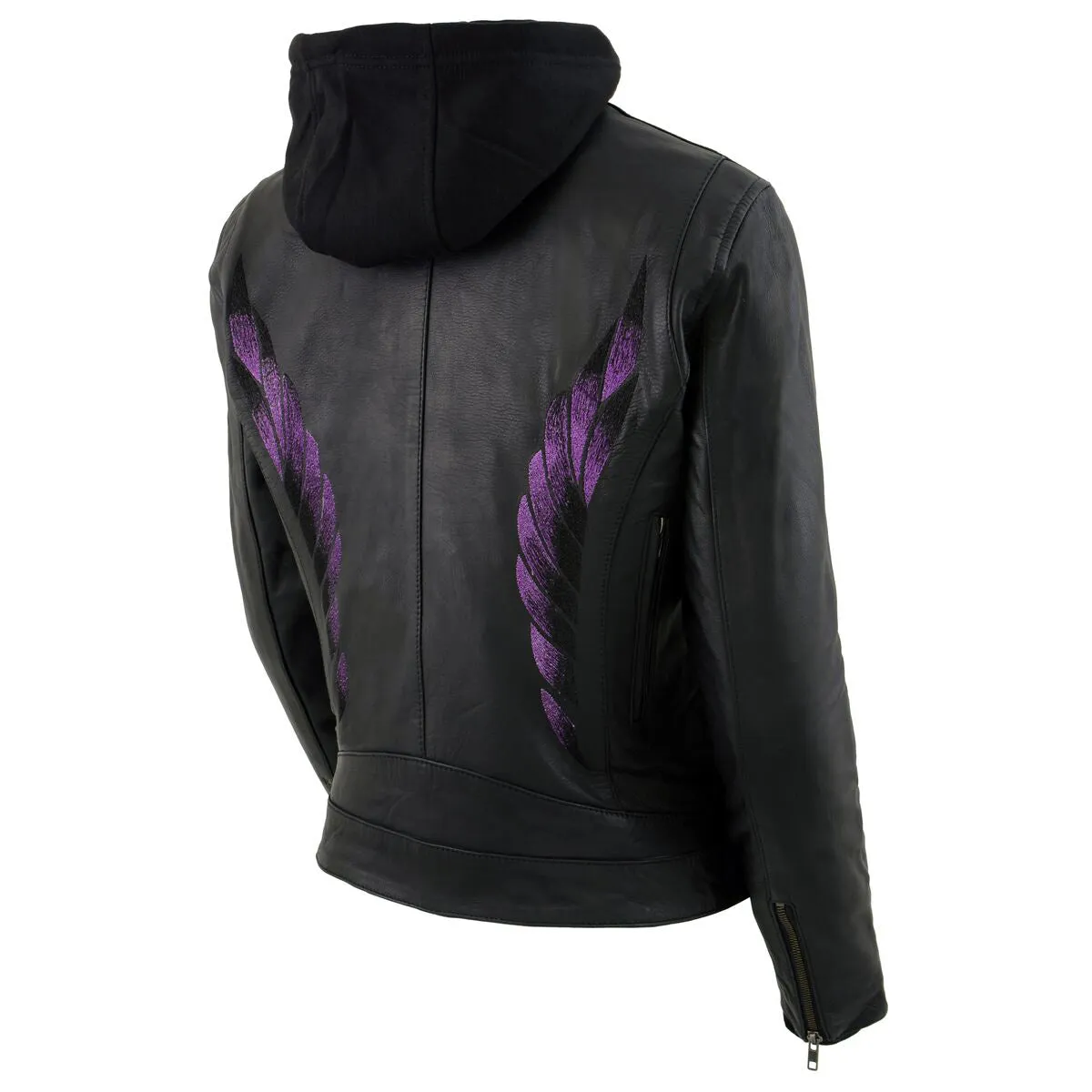 Milwaukee Leather MLL2546 Women's Purple Winged ‘Scuba’ Leather Jacket