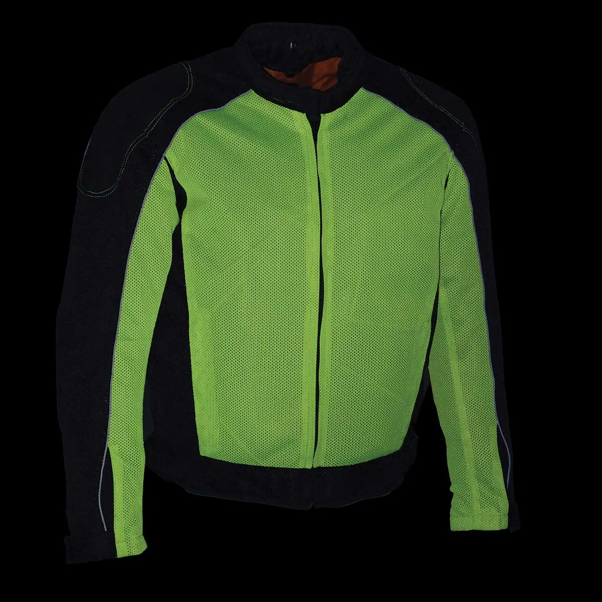 Milwaukee Leather MPM1790 Men's Black and Neon Green Hi Vis Mesh Racer