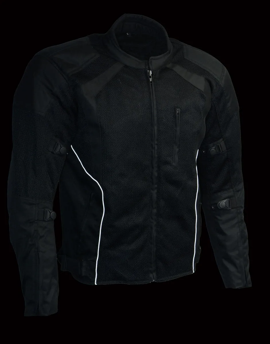 Milwaukee Leather MPM1793 Black Armored Mesh Motorcycle Jacket for Men - All Season Biker Jacket