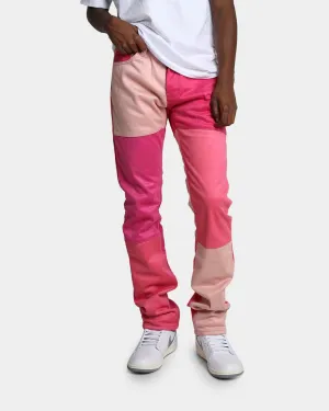 MNML D354 Patchwork Straight Denim Pants Pink