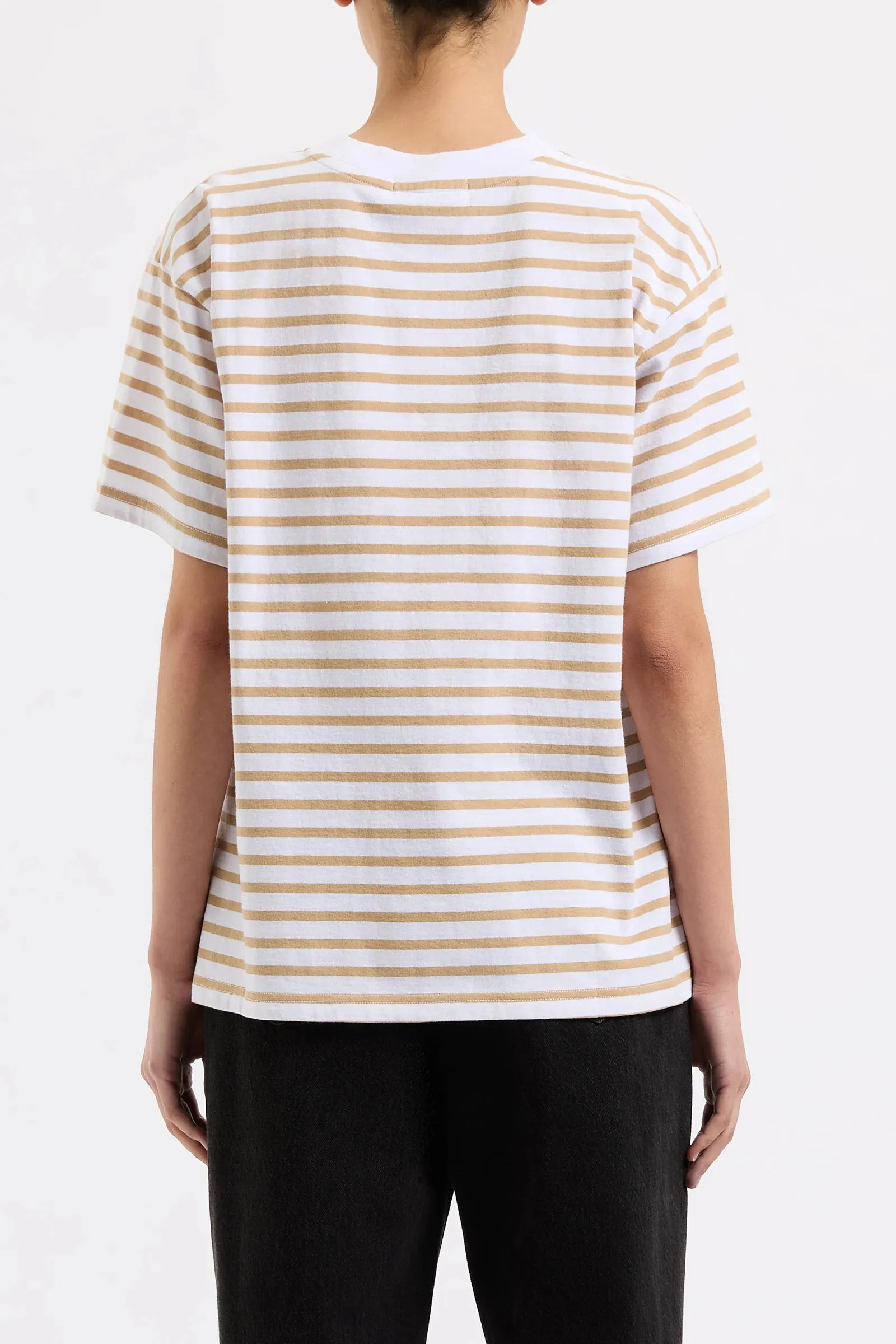 Nude Lucy Organic Stripe Boyfriend Tee camel-stripe