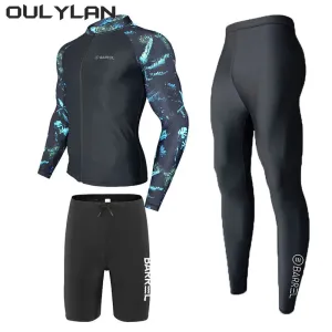 Oulylan 2024 Two-Piece Rash Guard Swimsuits: Long Sleeve Swimwear for Surfing & Diving