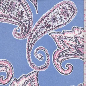 Periwinkle Stylized Paisley Crepe Georgette Fabric