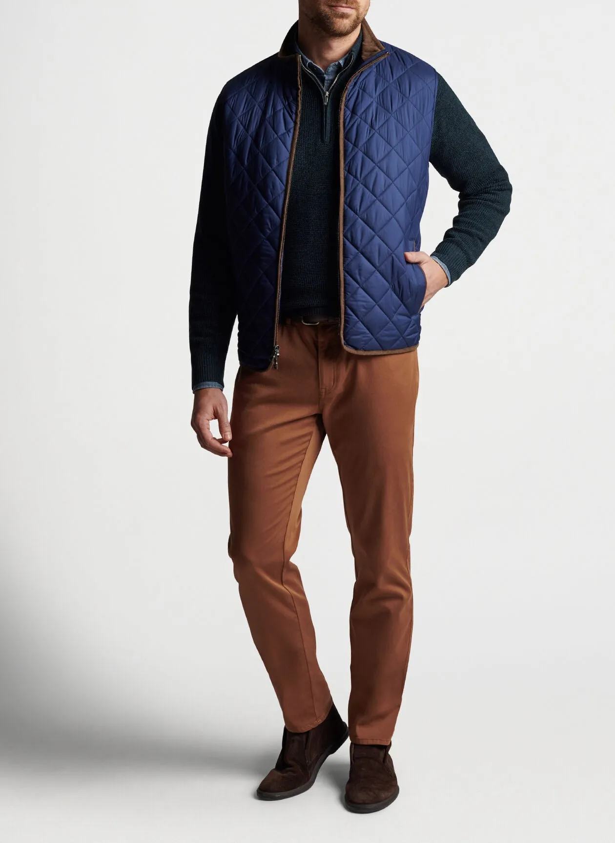 PETER MILLAR ESSEX QUILTED TRAVEL VEST - NAVY