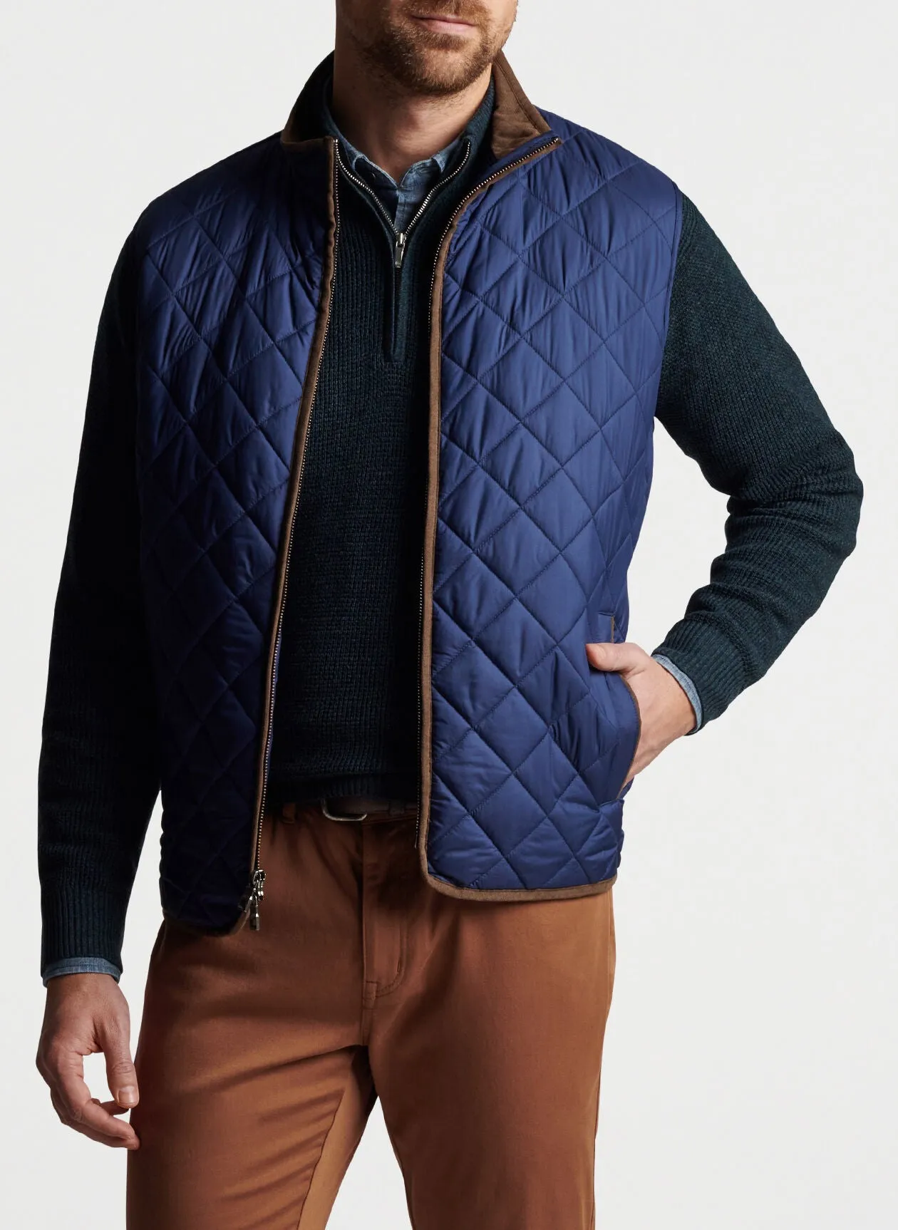 PETER MILLAR ESSEX QUILTED TRAVEL VEST - NAVY