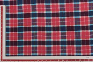 Printed Checks, Red & Blue Checks Polyester Crepe Fabric