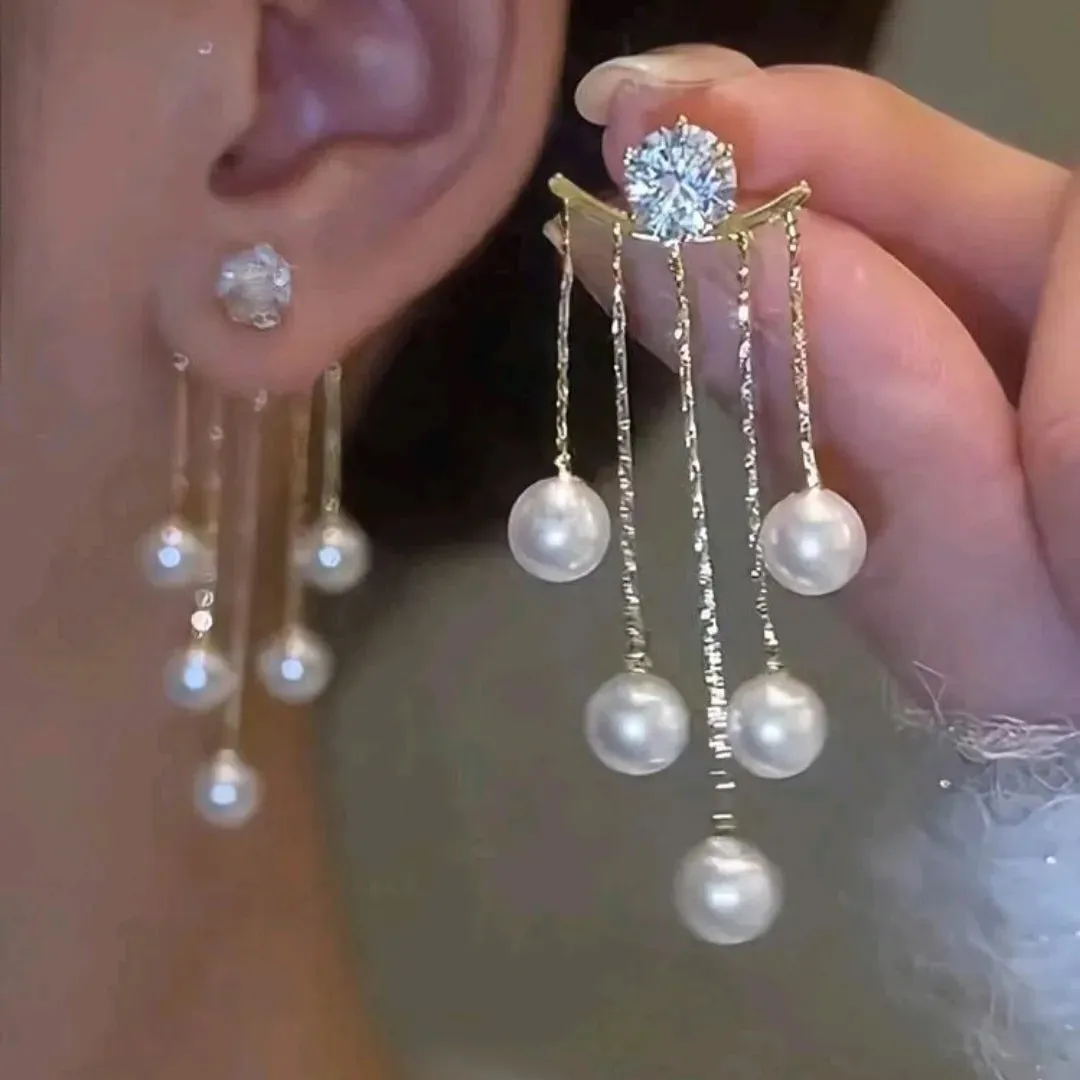 Rhinestone & Faux Pearl Decor Earring Jackets