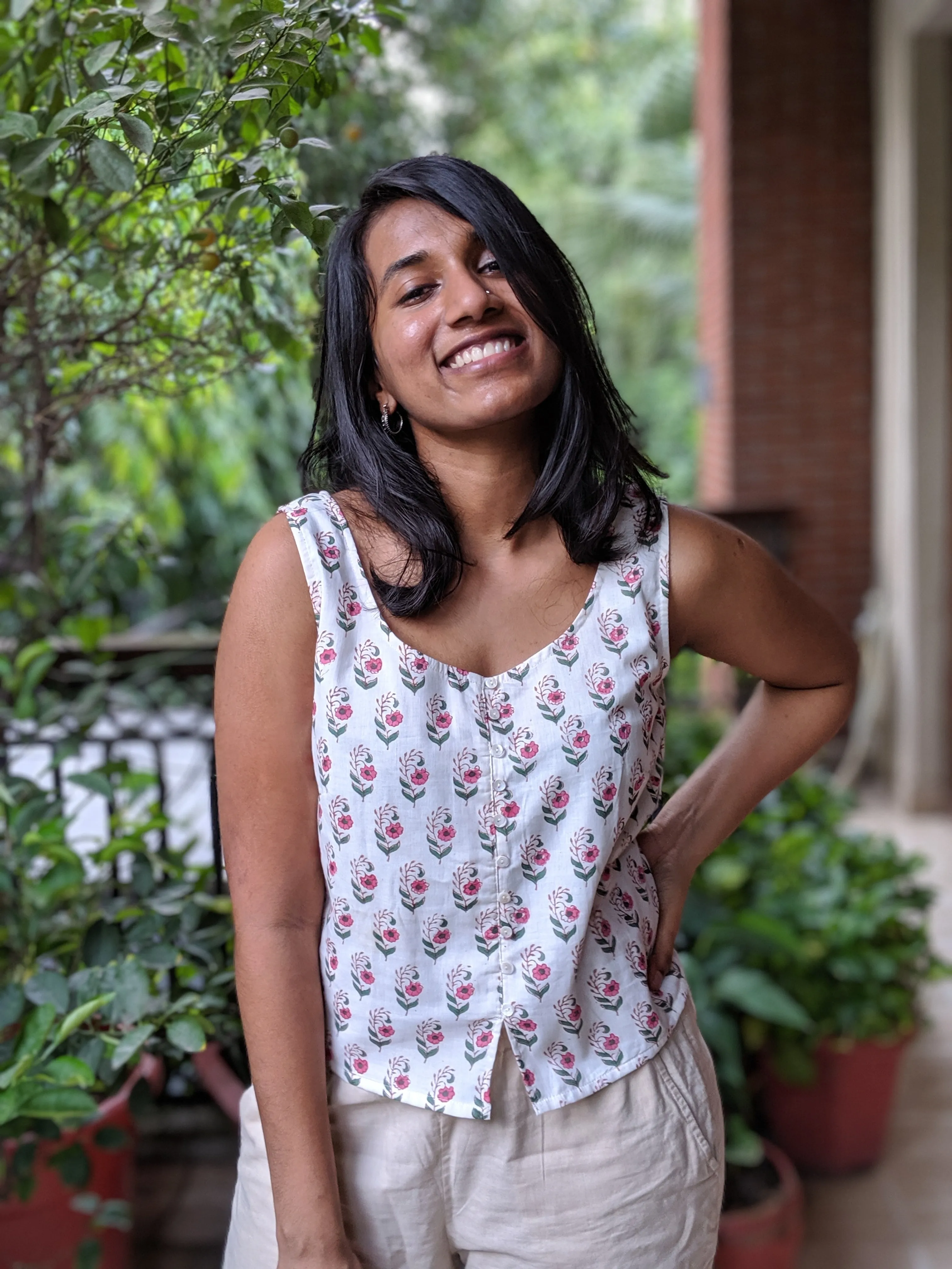 Rosy Handblockprinted Short Top