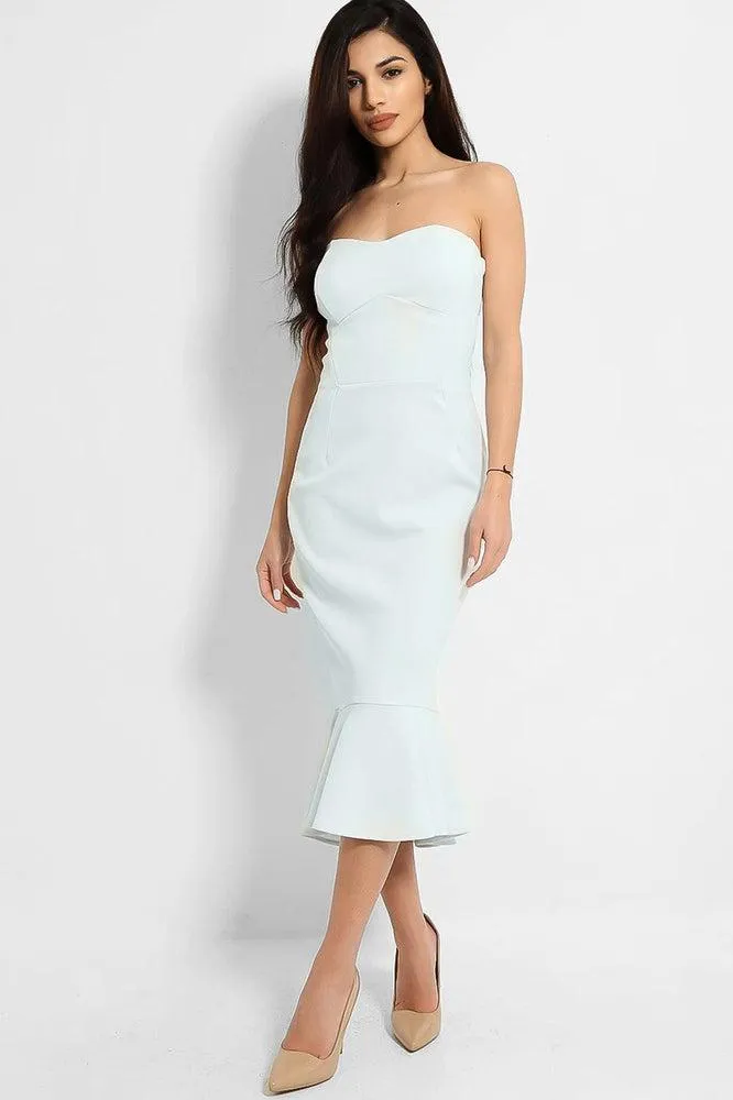 Sky Blue Bandeau Fishtail Lightweight Scuba Dress