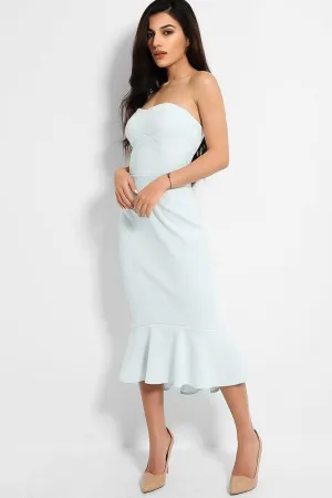 Sky Blue Bandeau Fishtail Lightweight Scuba Dress