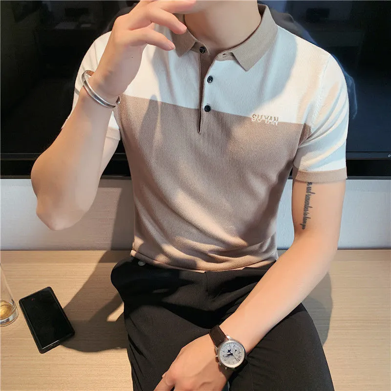 Solid Two-Toned Horizontal Split Style Polo Shirt