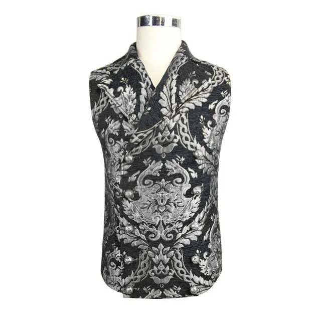 Steampunk Gothic Embroidered Waistcoat Men's Vest Punk Sleeveless V Collar Vest Vintage Palace Style Fancy Patterns Waistcoats