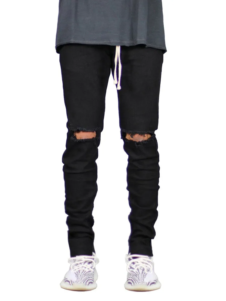 Street Fashion Ripped Zipper Decorative Men'S Jeans