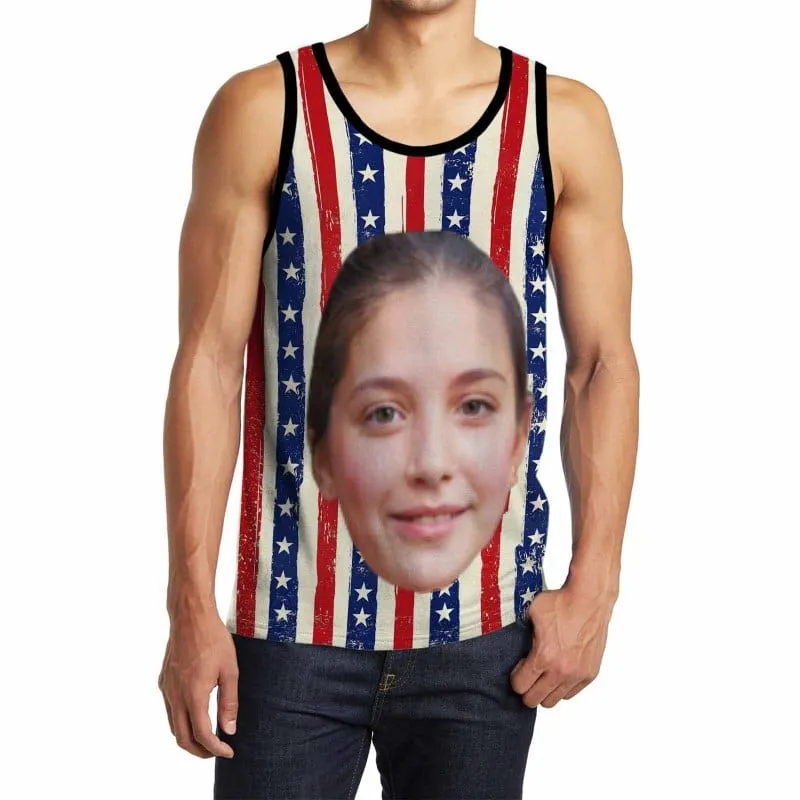 Tank Tops with Custom Face Tee Personalized Flag Men's All Over Print Tank Top