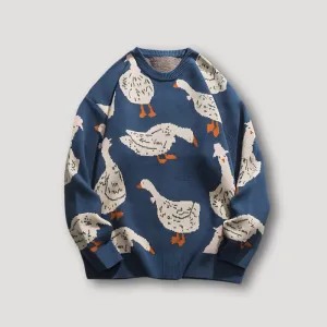 Taylor - Graphic sweater with goose and duck pattern