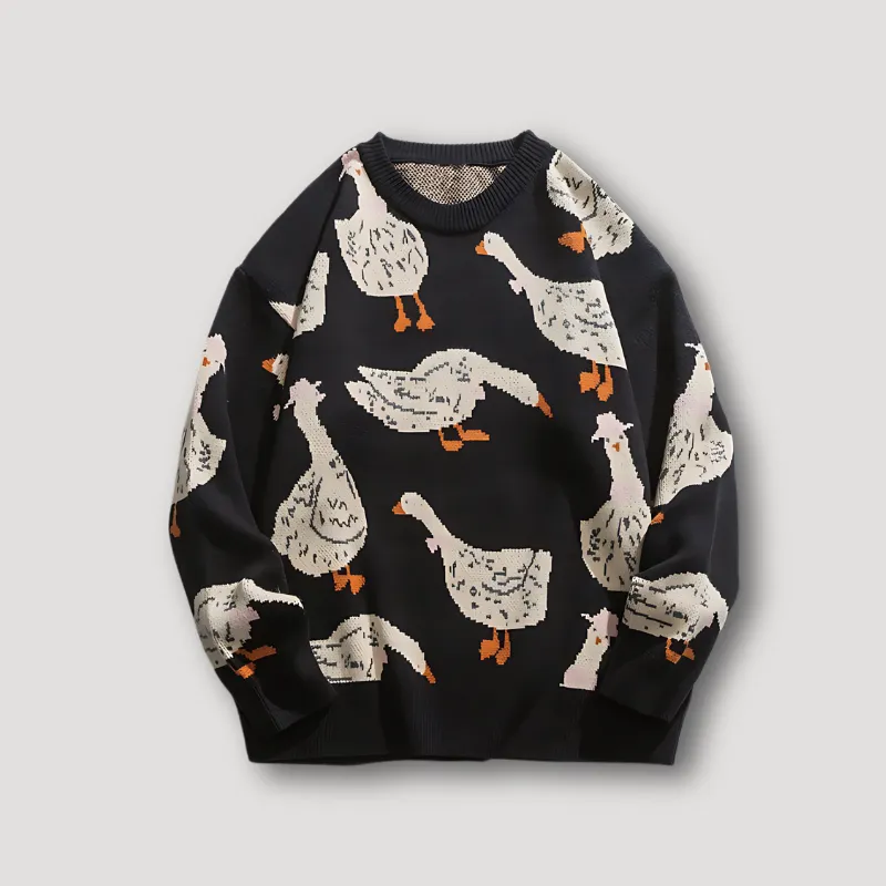 Taylor - Graphic sweater with goose and duck pattern