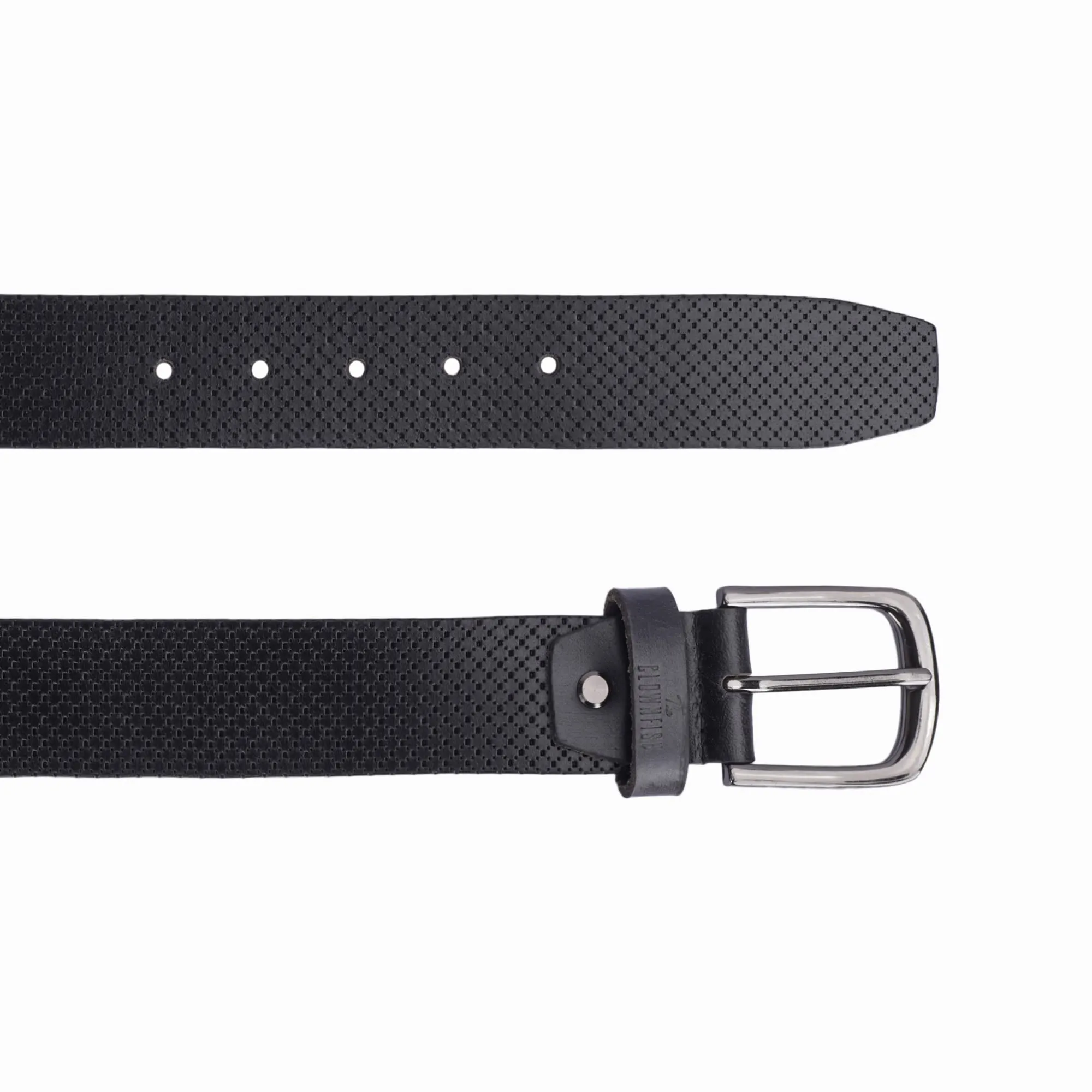 THE CLOWNFISH Men's Genuine Leather Belt with Textured/Embossed Design- Black (Size-32 inches)