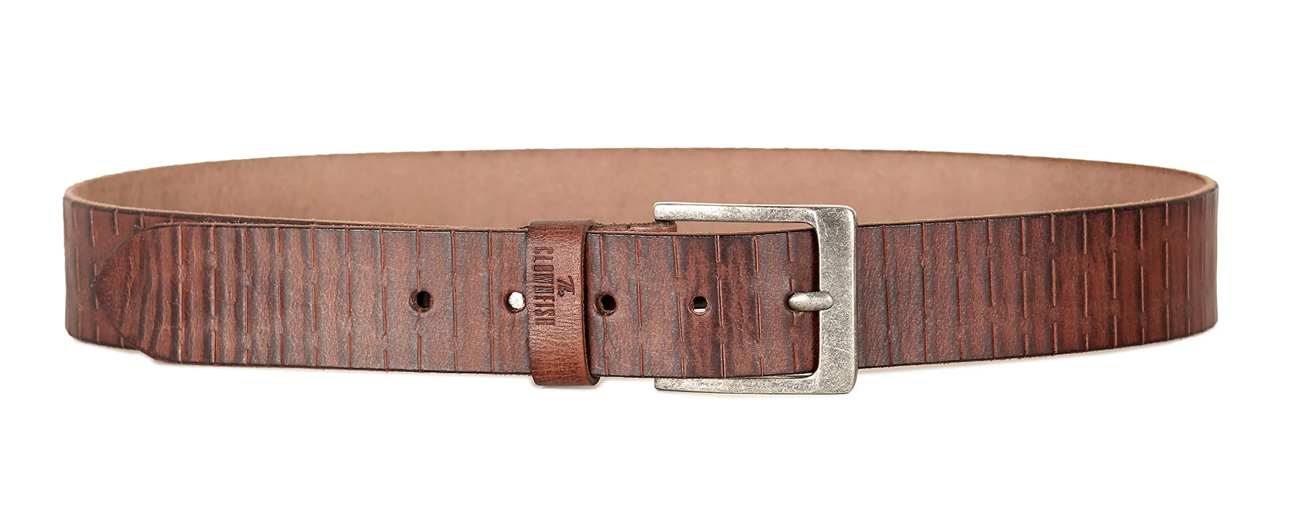 THE CLOWNFISH Men's Genuine Leather Belt with Textured/Embossed Design-Ginger Bread (Size-40 inches)