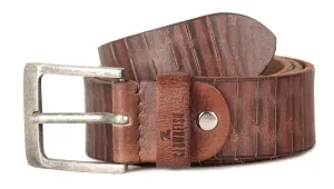 THE CLOWNFISH Men's Genuine Leather Belt with Textured/Embossed Design-Ginger Bread (Size-40 inches)