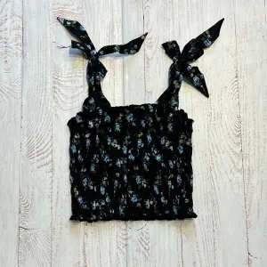 Tween Tops | Black Blue Flowers | Flowers by Zoe