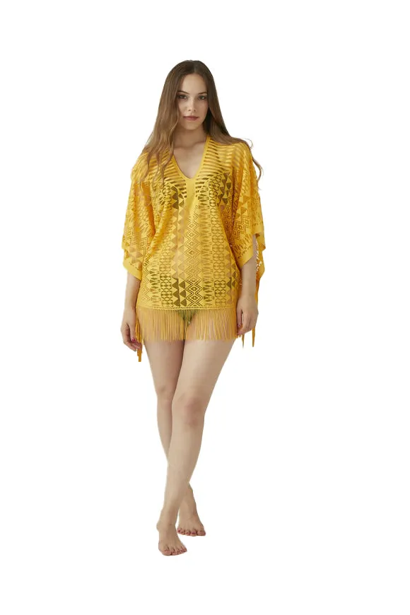 Women's Beach Dress- Colorful Golden Summer Cover-Up Dress for Lake or Pool