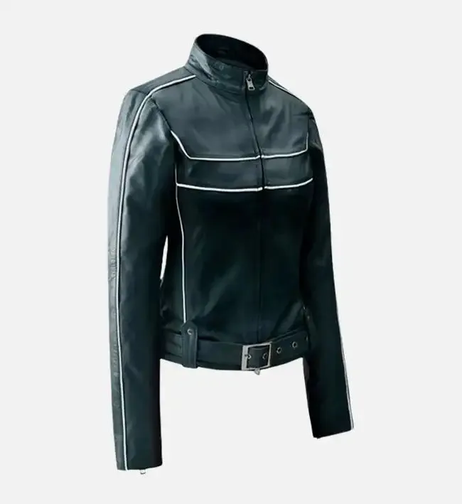 Women's Soft Prussian Blue Biker Jacket