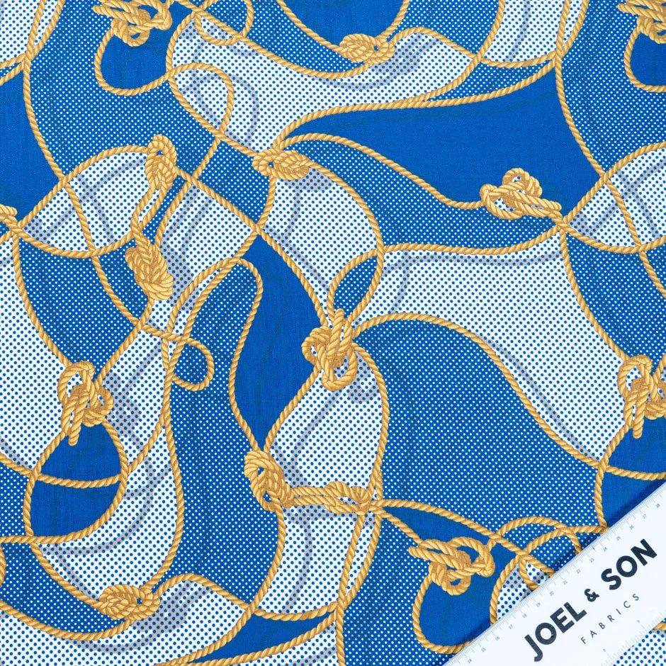 Yellow Rope Printed Blue Pure Silk (A 95cm Piece)